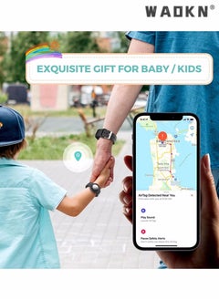 WAOKN Wristbands for Airtag,2 Pcs Lightweight and Waterproof Bands for Airtag,Soft Silicone Kids Bracelet Compatible with Airtag Watch Band for Children,Toddler,With Apple Air tag Childs Watch Band Kids  - Image 4