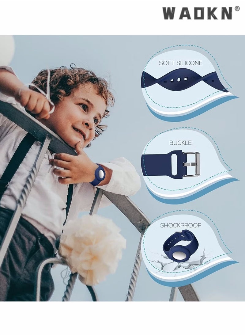 WAOKN - Wristbands for Airtag,2 Pcs Lightweight and Waterproof Bands for Airtag,Soft Silicone Kids Bracelet Compatible with Airtag Watch Band for Children,Toddler,With Apple Air tag Childs Watch Band Kids - Image 1