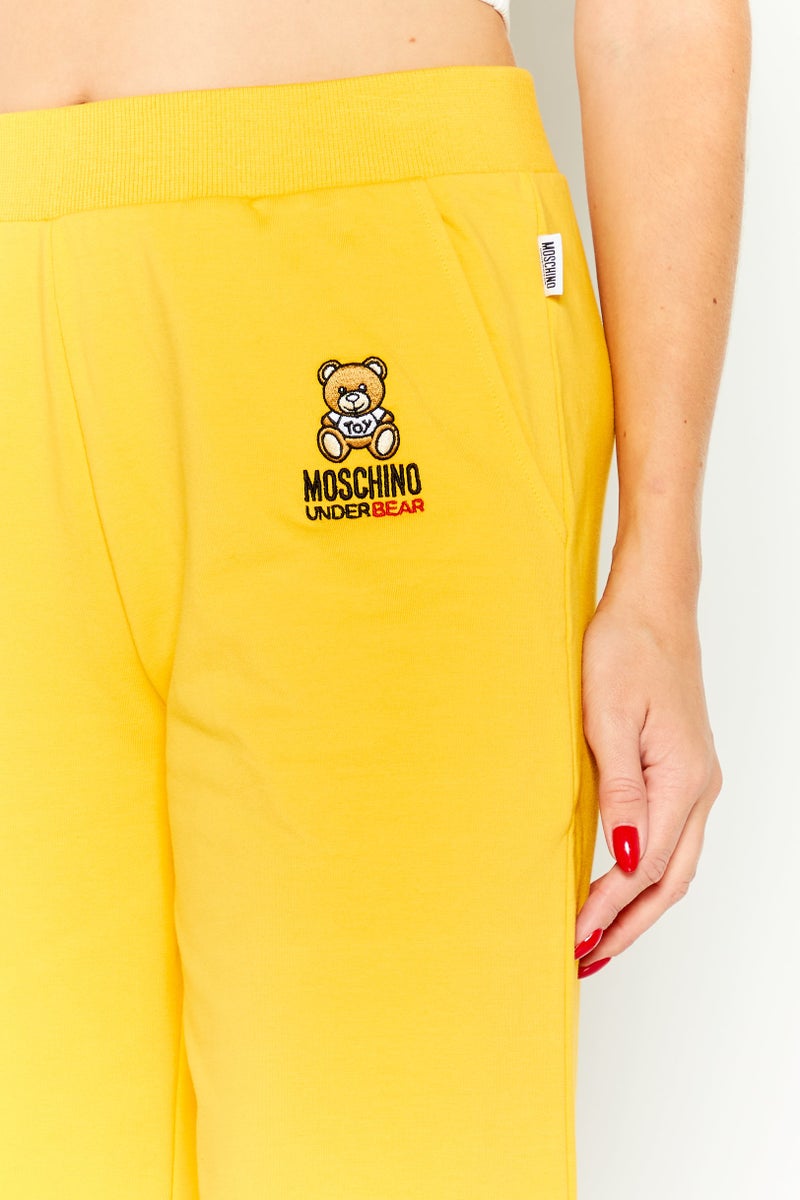 MOSCHINO Women Regular Fit Embroidered Capri Pants, Yellow - Image 3