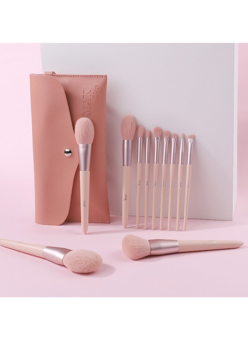 MAK Shiny - Makeup Brushes 11 PCS Set with PU Leather Bag (11 Pcs + PU Leather Bag) - Image 1
