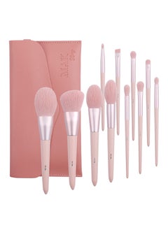 MAK Shiny Makeup Brushes 11 PCS Set with PU Leather Bag (11 Pcs + PU Leather Bag)  - Image 1