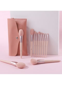 MAK Shiny Makeup Brushes 11 PCS Set with PU Leather Bag (11 Pcs + PU Leather Bag)  - Image 2