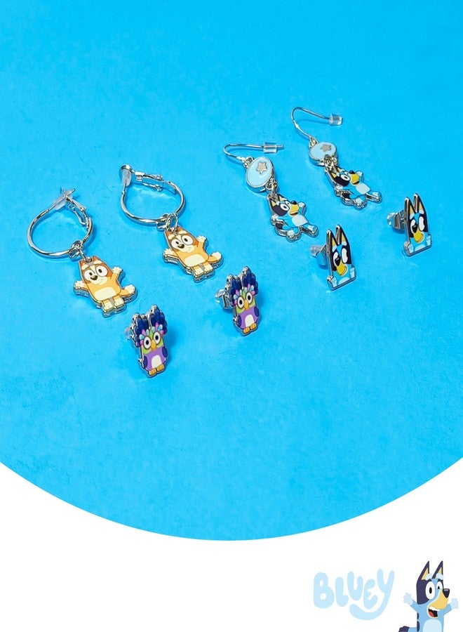 LUV HER Bluey Hypoallergenic Earrings for Girls Ages 4+ - Safe Stud & Fishhook Styles - Jewelry Gift for Sensitive Ears & Cartoon Lovers, Four Pairs - Image 3