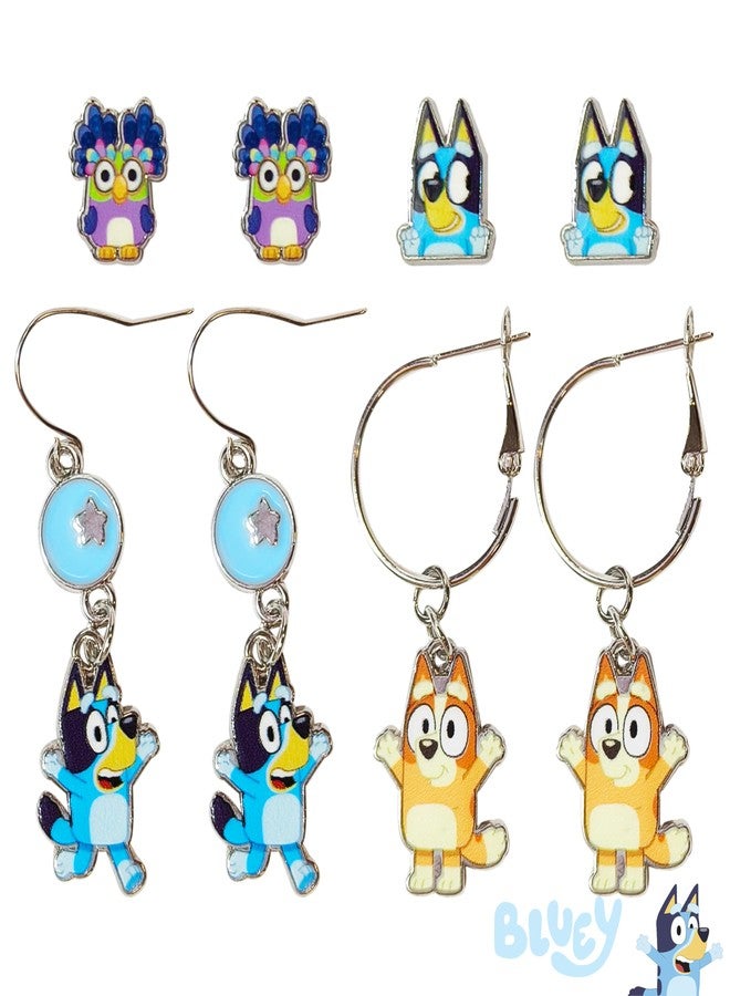 LUV HER Bluey Hypoallergenic Earrings for Girls Ages 4+ - Safe Stud & Fishhook Styles - Jewelry Gift for Sensitive Ears & Cartoon Lovers, Four Pairs - Image 2