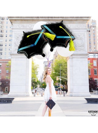 KatchOn, Graduation Cap Balloons - Big, 22 Inch, Pack of 2 | Graduation Hat Balloon, Graduation Balloons 2025 | Grad Cap Balloon for Graduation Decorations Class of 2025 | Graduation Decorations 2025 - view 5