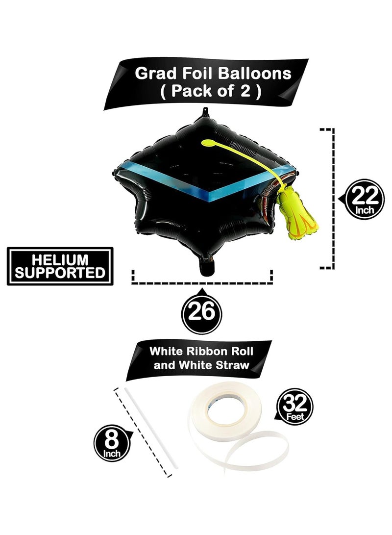 KATCHON KatchOn, Graduation Cap Balloons - Big, 22 Inch, Pack of 2 | Graduation Hat Balloon, Graduation Balloons 2025 | Grad Cap Balloon for Graduation Decorations Class of 2025 | Graduation Decorations 2025 - Image 2