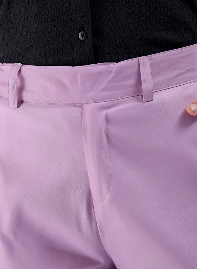 Freehand Women Flared Solid Mid-Rise Trousers With Elasticated Waistband