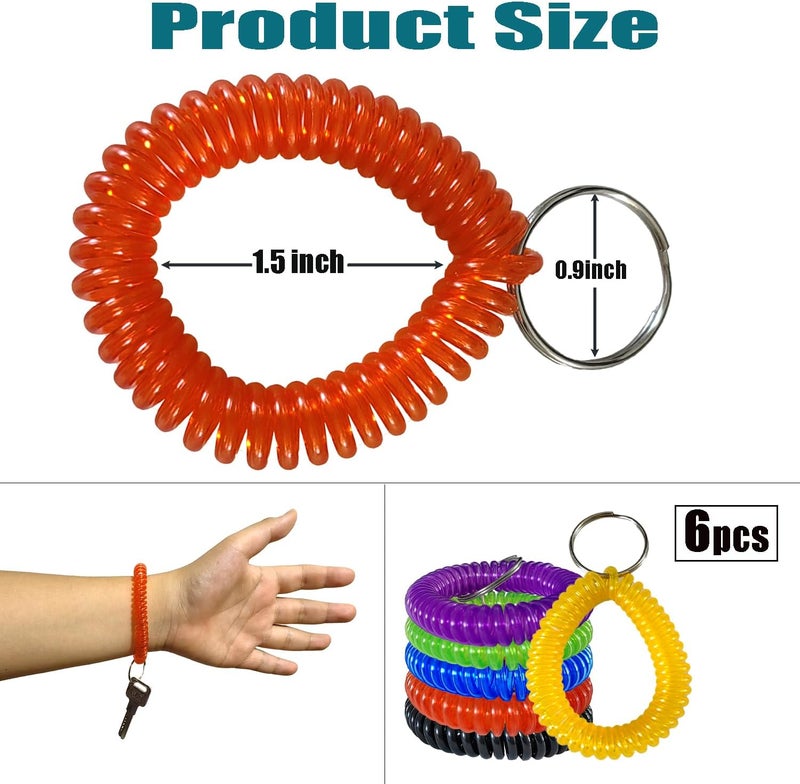HAMIYELL Pack of 6 Colorful Spring Spiral Wrist Coil Key Chains - Image 2