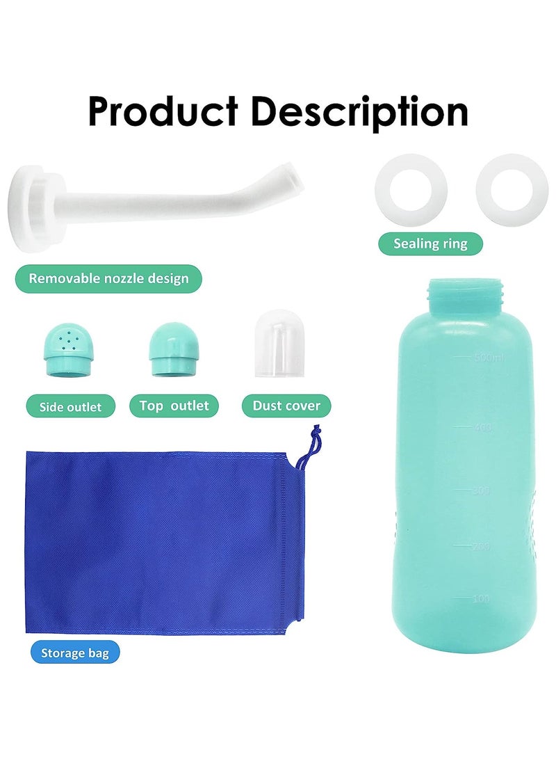 Peri Bottle Travel Shattaf, Portable Travel Bidet with Carry Bag,TPE Material Can Be Boiled, 500ml Capacity with 2 Sealing Ring,Essentials for Postpartum Perineal Care,Hemorrhoid Treatment Green - Image 3