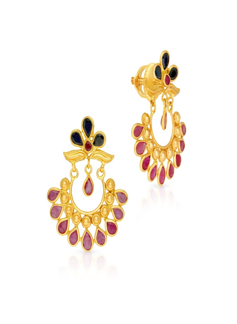 Malabar Gold and Diamonds 22 Carat 916 Purity Yellow Gemstone Earring PRGGEN053ER1Y for Women  - Image 1