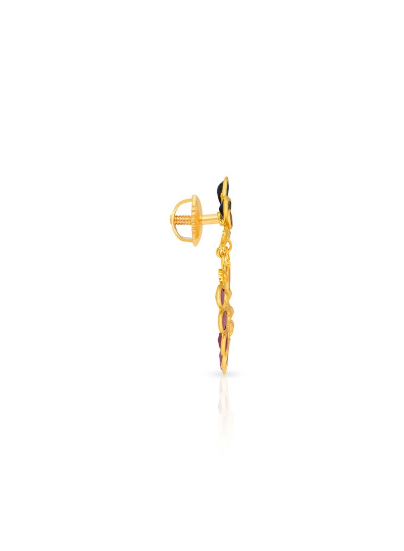 Malabar Gold and Diamonds 22 Carat 916 Purity Yellow Gemstone Earring PRGGEN053ER1Y for Women  - Image 2
