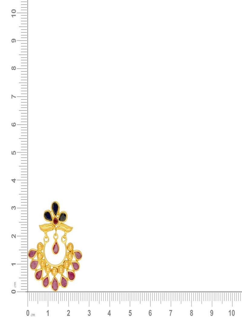 Malabar Gold and Diamonds 22 Carat 916 Purity Yellow Gemstone Earring PRGGEN053ER1Y for Women  - Image 3