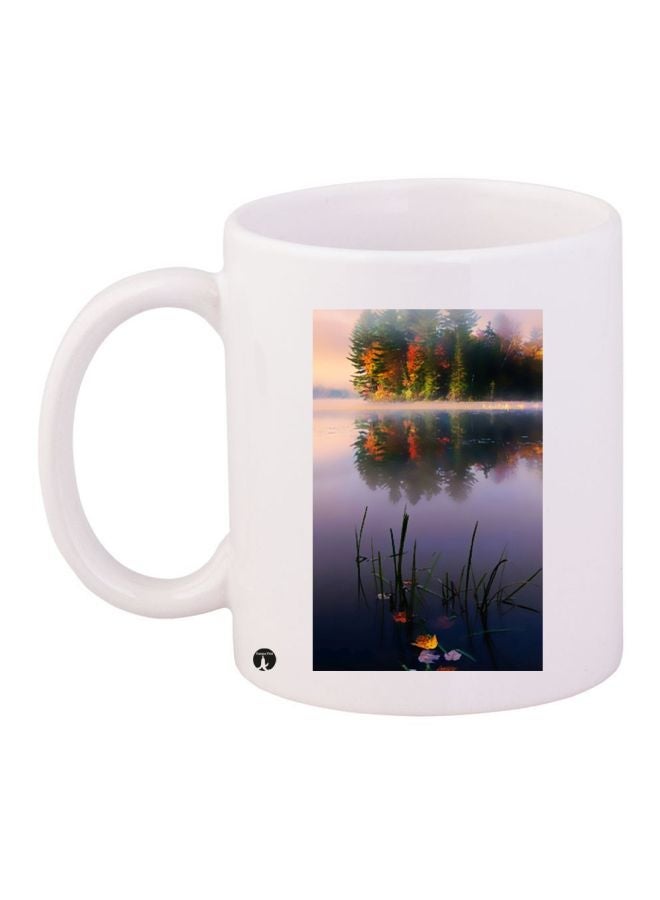 RYN Lake Printed Coffee Mug White/Green/Blue 11ounce