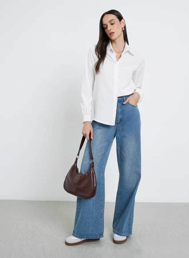 Styli Styli Off White Long Sleeve Shirt