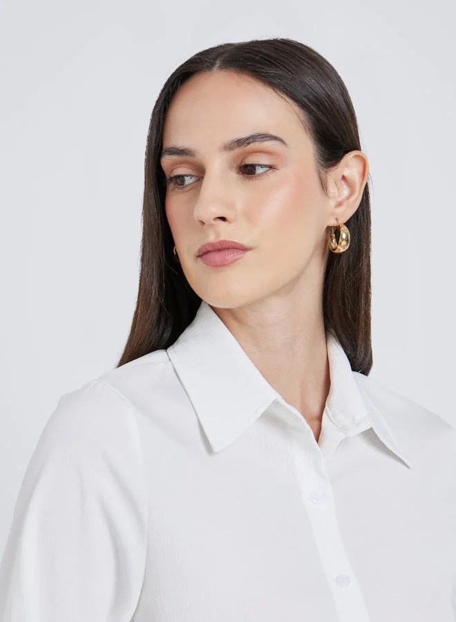 Styli Styli Off White Long Sleeve Shirt