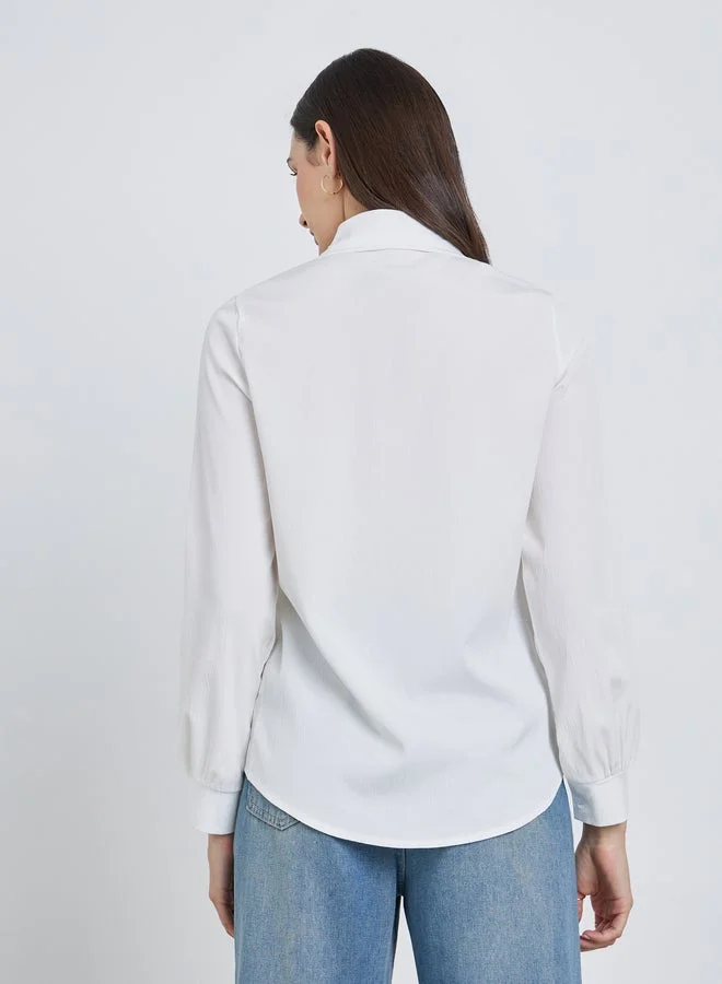 Styli Styli Off White Long Sleeve Shirt