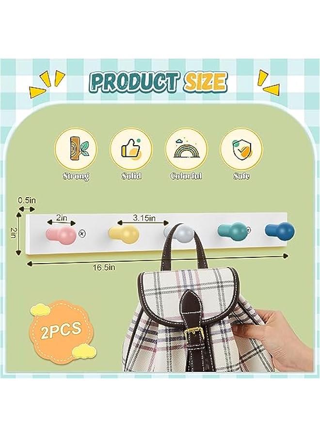Arabest 2 Pcs Kids Coat Rack Wall Mount Kids Wall Hooks Rainbow Coat Rack Hooks for Boys Girls Toddler Cute Bathroom Decor Colorful Backpack Hanger Supplies for Clothes Hat Towel in Bedroom(Round) - Image 2
