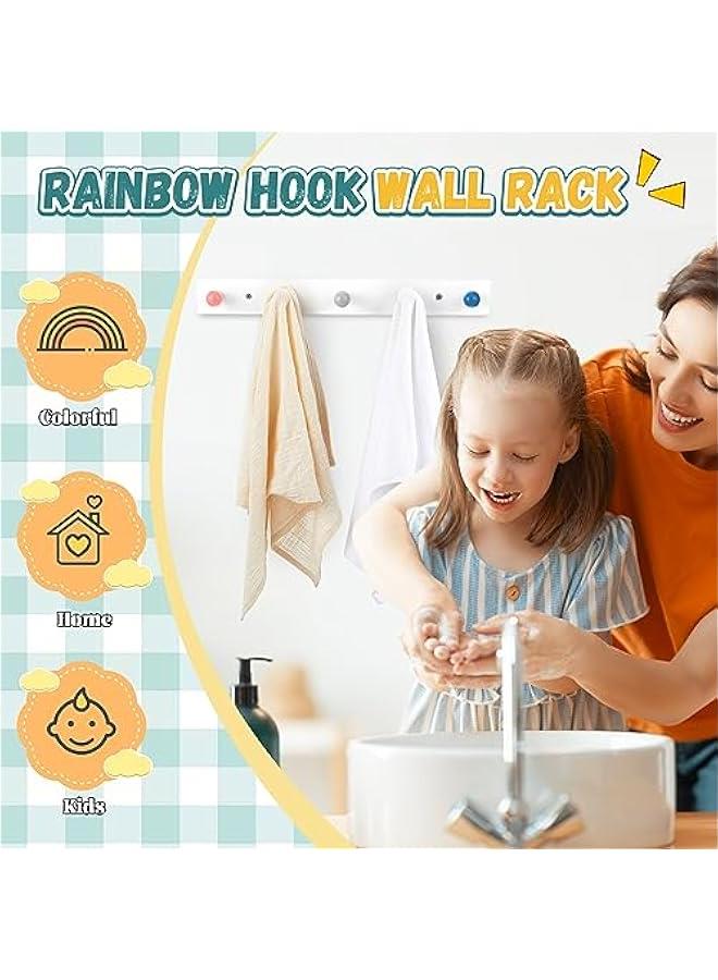 Arabest 2 Pcs Kids Coat Rack Wall Mount Kids Wall Hooks Rainbow Coat Rack Hooks for Boys Girls Toddler Cute Bathroom Decor Colorful Backpack Hanger Supplies for Clothes Hat Towel in Bedroom(Round) - Image 4