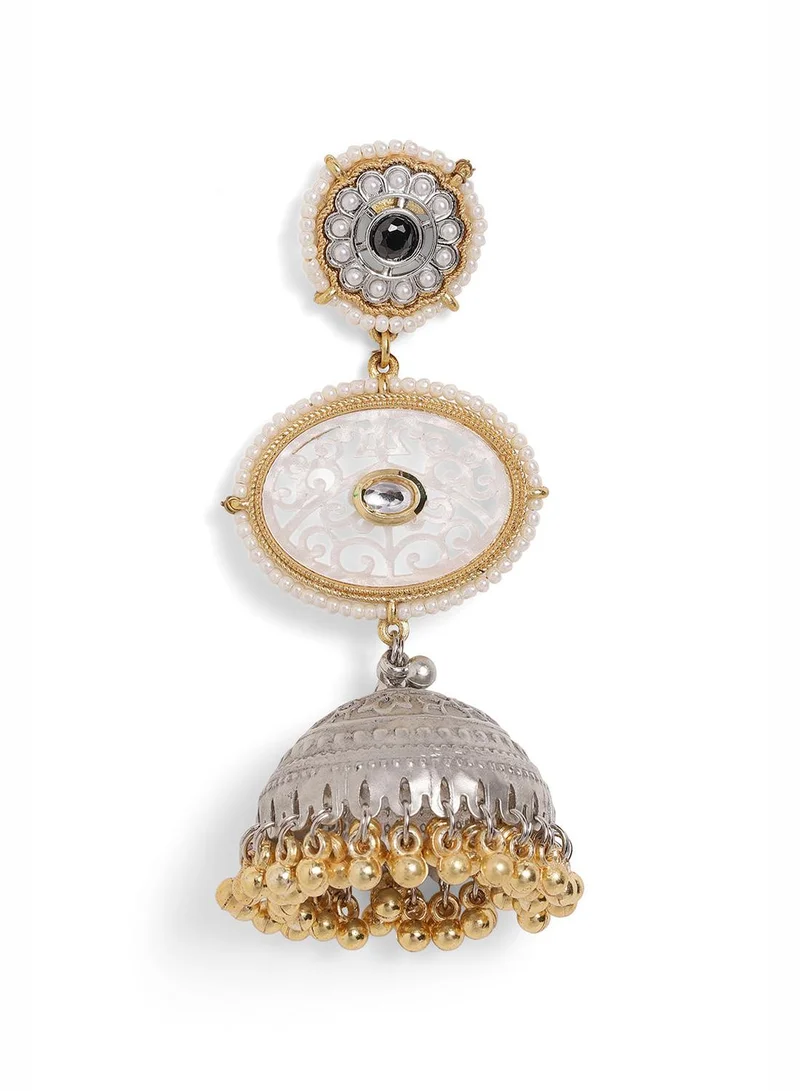 Ishin  Black Colour Metallic Grey Plated Jhumka Earring for Women | Best Price UAE