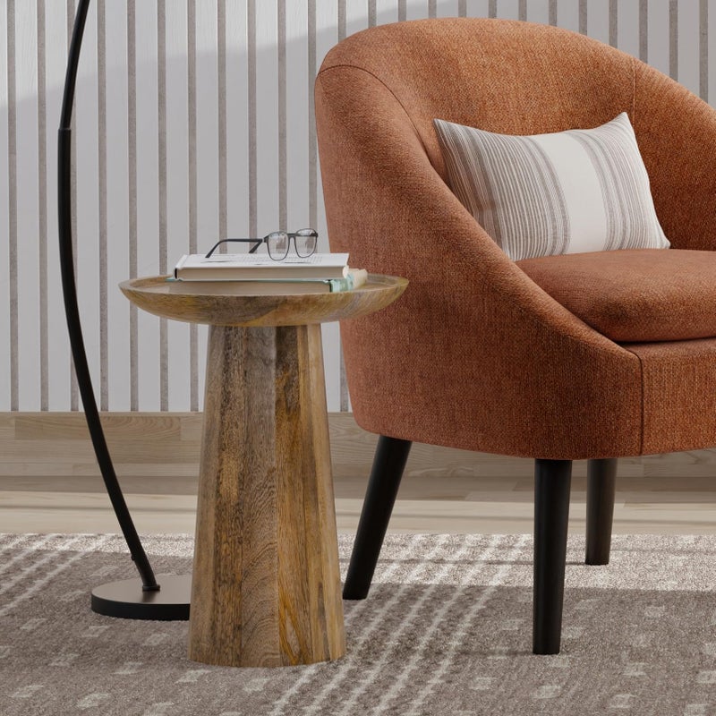 Simpli Home SIMPLIHOME Dayton Solid Mango Wood 13 Inch Wide Round Contemporary Wooden Accent Table in Natural, Fully Assembled, for The Living Room and Bedroom - Image 2
