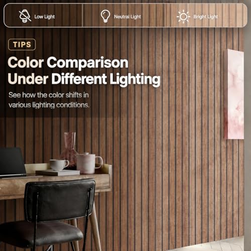 Abyssaly Wood Slat Peel and Stick Wallpaper, Brown Striped Wood Panel Grain Contact Paper, Removable Self Adhesive Faux Wooden Panel Wall Covering for Bedroom 17.7 in X 118 in - Image 5