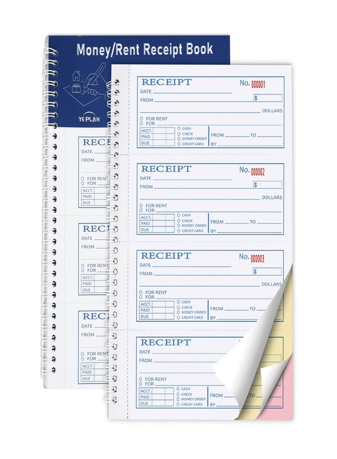 Yeplan دفتر إيصالات إيجار نقدي، 7.9 × 11.22 بوصة، 3 أجزاء بدون كربون، دفتر إيصالات مع نسخ كربونية، دفتر إيصالات نقدية، 100 مجموعة في كل دفتر - Image 1