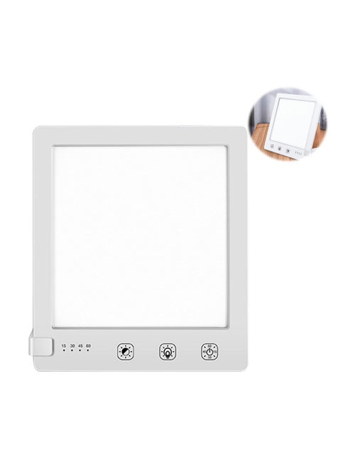 LED Light Therapy Lamp 10000Lux, Bionic Sun Electrodeless Dimming with Tricolor Adjustment, Countdown Timer, Detachable Stand for Boosting Sleep and Concentration, White