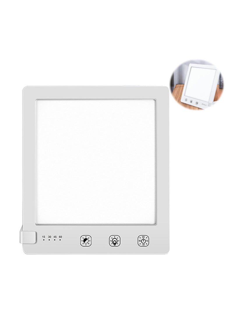 SYOSI - LED Light Therapy Lamp 10000Lux, Bionic Sun Electrodeless Dimming with Tricolor Adjustment, Countdown Timer, Detachable Stand for Boosting Sleep and Concentration, White - Image 1