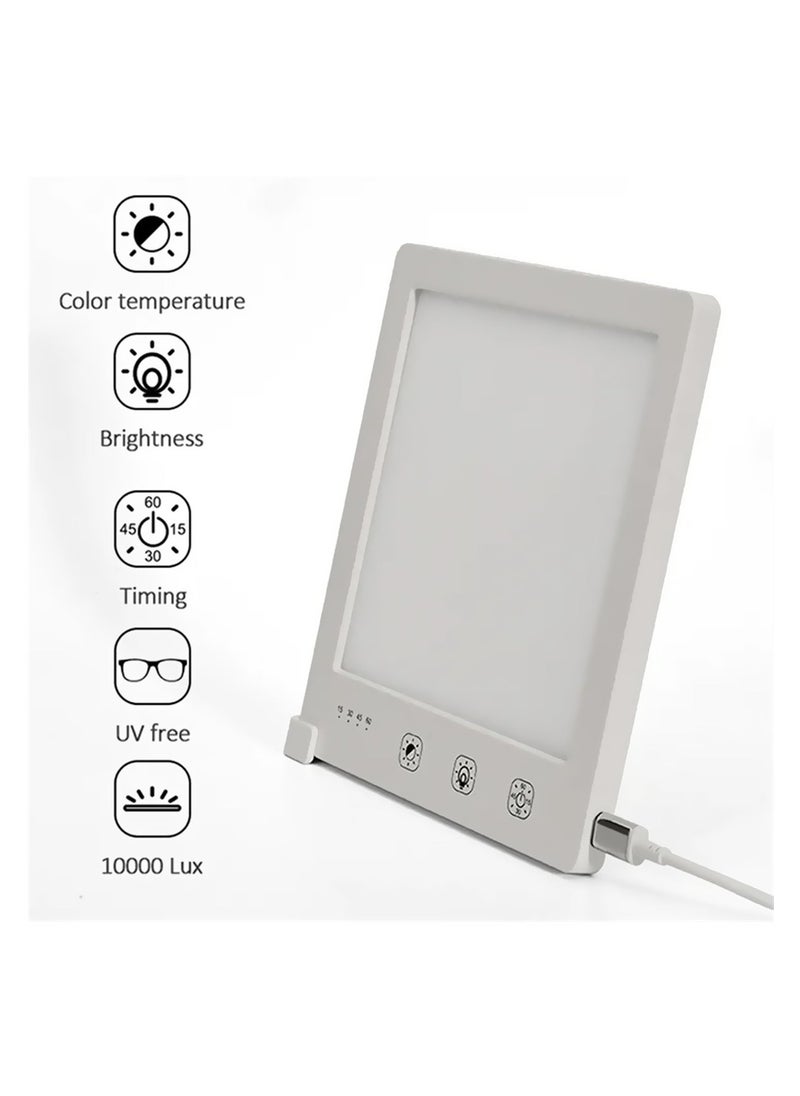 SYOSI - LED Light Therapy Lamp 10000Lux, Bionic Sun Electrodeless Dimming with Tricolor Adjustment, Countdown Timer, Detachable Stand for Boosting Sleep and Concentration, White - Image 1