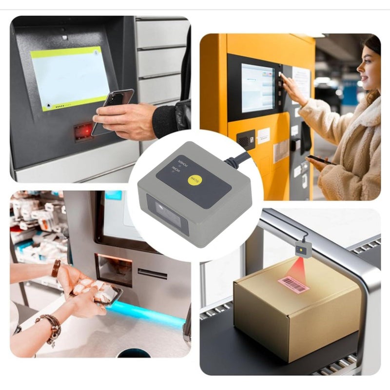 ماسح الرمز الشريطي USB ذو الغلاف المعدني، مسح تلقائي، رموز ثنائية الأبعاد وQR ثابتة التركيب - Image 3