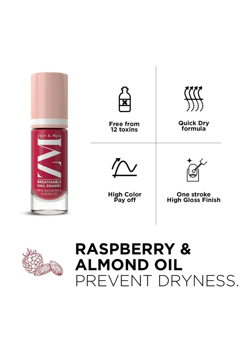 ZM Zayn & Myza - Breathable Nail Enamel With Raspberry & Almond Oil - Fast Drying, Glossy Finish and Water Permeable, Free From harmful chemicals, Use For Healthy Nails -Strawberry Jelly, 6 ml - Image 1