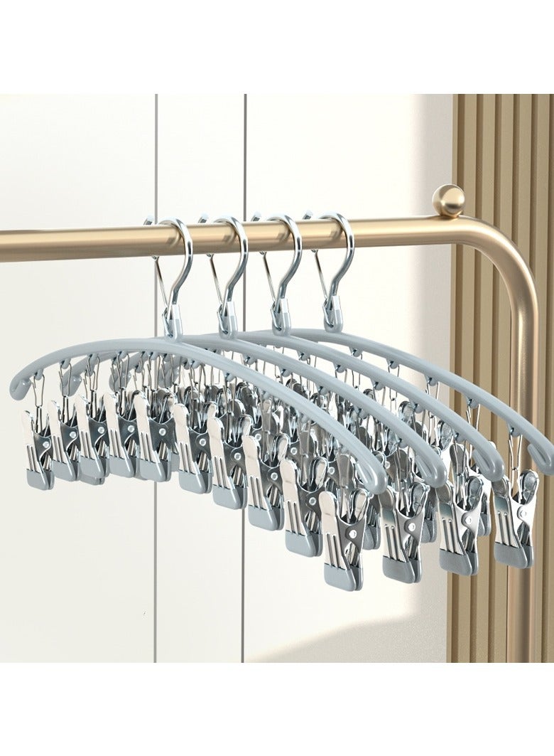 AUTOYSUR Multi Clip Drying Rack,Laundry Drying Racks with 10 Clips,Sock Dryer with Clips,Stainless Steel Drying Rack,Hanging Drying Rack for Drying Socks,Bras,Towel,Underwear,Baby Clothes,Grey (4pc) - Image 1
