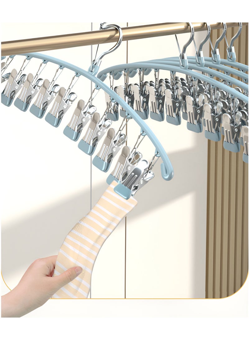 AUTOYSUR Multi Clip Drying Rack,Laundry Drying Racks with 10 Clips,Sock Dryer with Clips,Stainless Steel Drying Rack,Hanging Drying Rack for Drying Socks,Bras,Towel,Underwear,Baby Clothes,Grey (4pc) - Image 3