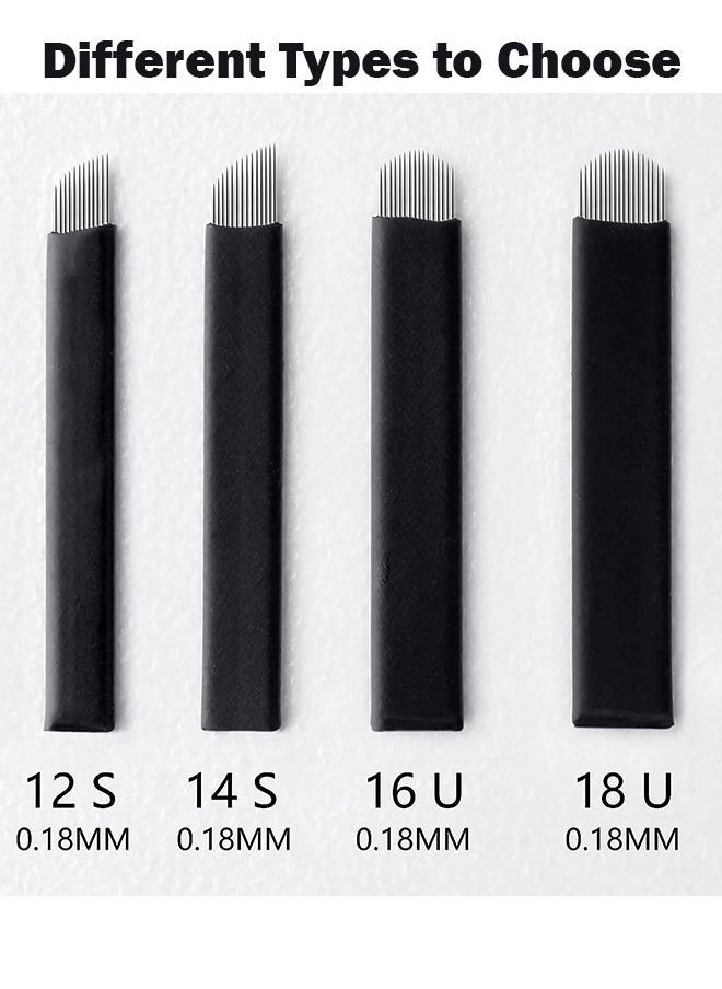 10 Pieces Disposable 0.18mm Microblading Blade Fine Needles Permanent Makeup Curve Brow Manual Eyebrow Embroidery Tattoo Microblade Needles - 12 Pins Shape