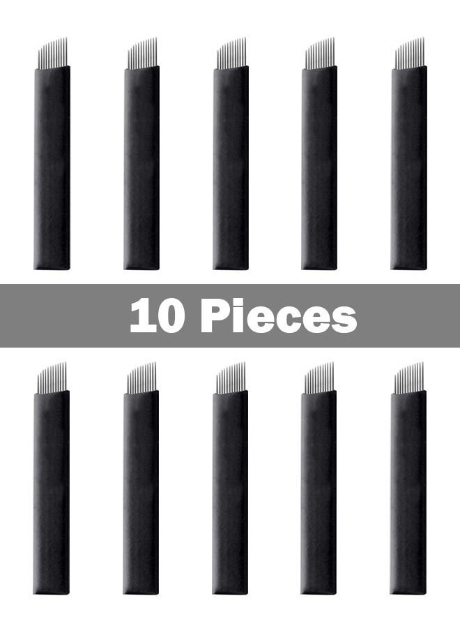 10 Pieces Disposable 0.18mm Microblading Blade Fine Needles Permanent Makeup Curve Brow Manual Eyebrow Embroidery Tattoo Microblade Needles - 12 Pins Shape