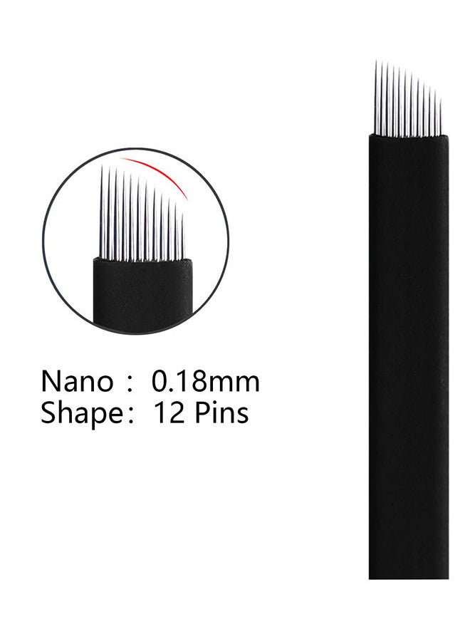 10 Pieces Disposable 0.18mm Microblading Blade Fine Needles Permanent Makeup Curve Brow Manual Eyebrow Embroidery Tattoo Microblade Needles - 12 Pins Shape