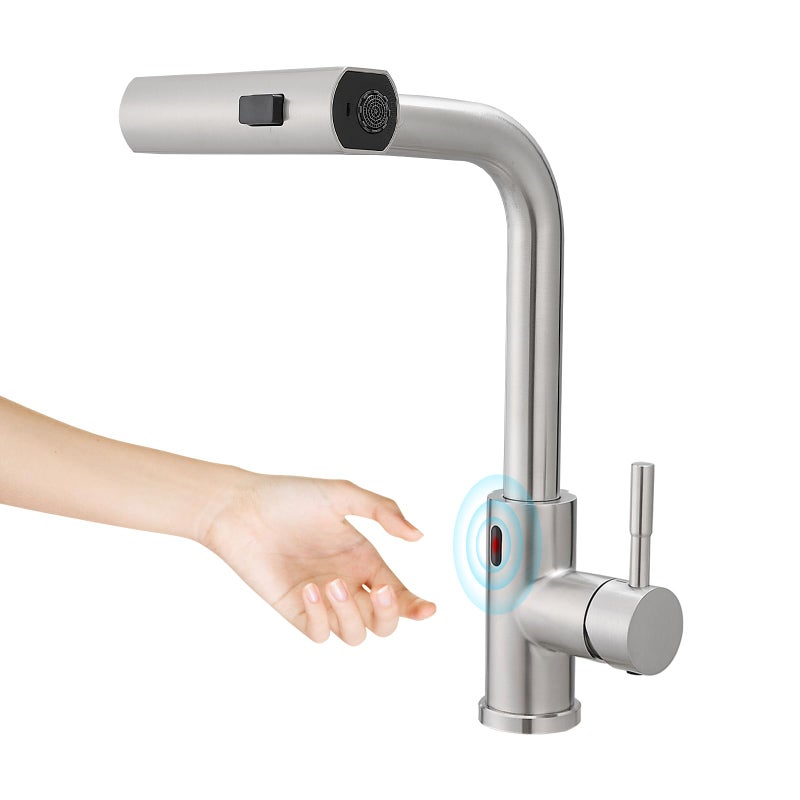 CENOSA Touchless Kitchen Faucet Motion Sensor Hands Free Single Handle Kitchen Sink Faucet with Pull Down Sprayer Brusshed Nickel - Image 2