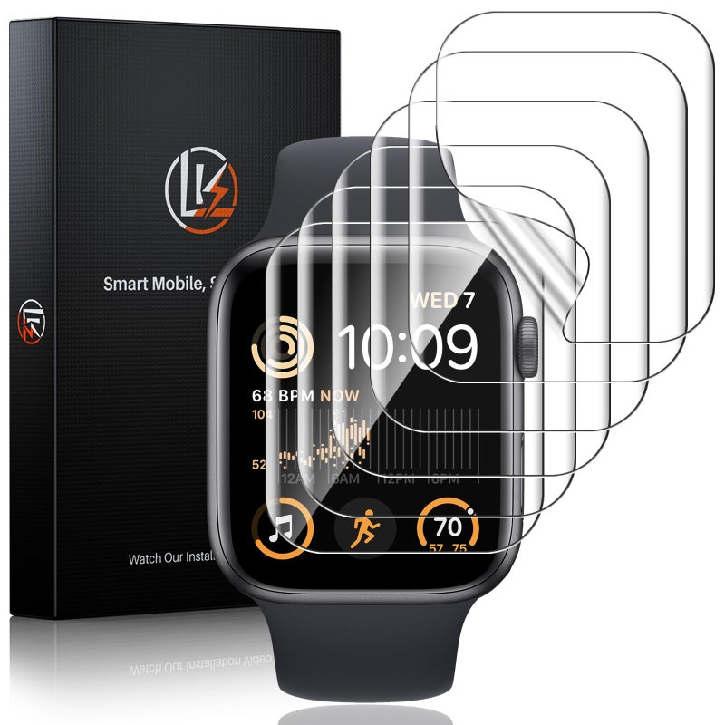 LK 6 Pack for Apple Watch Screen Protector 44mm Touch Sensitive Upgrade Flexible Film Apple Watch SE Series 654 Screen Protector Ultrathin Max Coverage Soft TPU Film for iWatch 44mm - Image 3