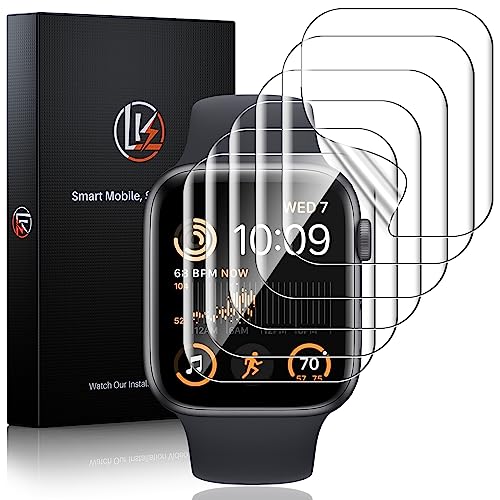 LK 6 Pack for Apple Watch Screen Protector 44mm Touch Sensitive Upgrade Flexible Film Apple Watch SE Series 654 Screen Protector Ultrathin Max Coverage Soft TPU Film for iWatch 44mm - Image 1