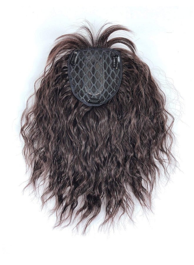 LesafeV Water Wavy Hair Forehead Piece Clip In Middle Part Topper With Choppy Fringe Thick/35Cm Light Brown - Image 4