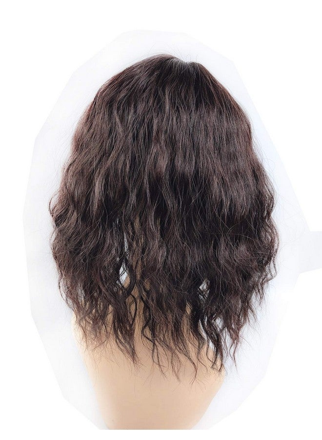 LesafeV Water Wavy Hair Forehead Piece Clip In Middle Part Topper With Choppy Fringe Thick/35Cm Light Brown - Image 5