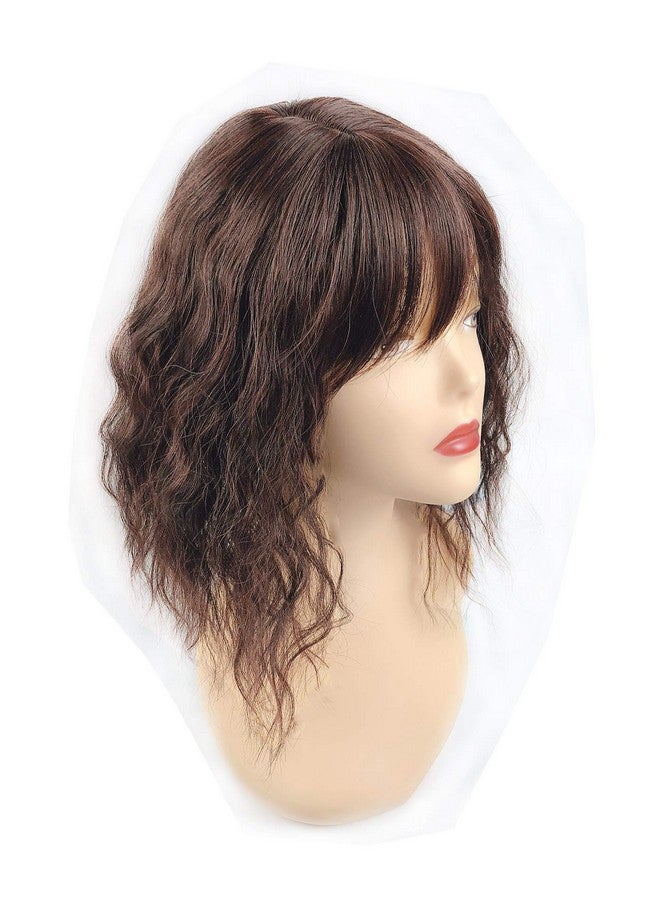LesafeV Water Wavy Hair Forehead Piece Clip In Middle Part Topper With Choppy Fringe Thick/35Cm Light Brown - Image 3