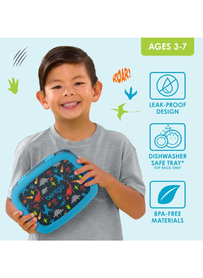Kids Leak Proof, 5 - Compartment Bento - Style Kids Lunch Box - Ideal Portion Sizes For Ages 3 To 7 - Bpa Free And Food - Safe Materials - 2020 Prints Collection - Dinosaur