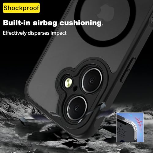 USTIYA Magnetic Case for iPhone 16 (6.1-inch, 2025) – Matte Acrylic Heavy-Duty Case with Camera Protection, Cover, and Strap Loop, Black FGCX - Image 2