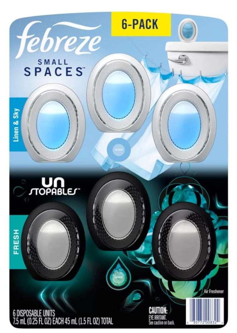 Febreze Small Spaces Air Freshener, 6 Pack, Linen & Sky & Fresh - Image 1