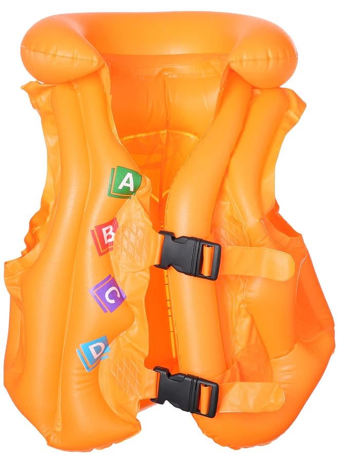 Kids’ Inflatable Safety Vest with Belt – Bright Orange
