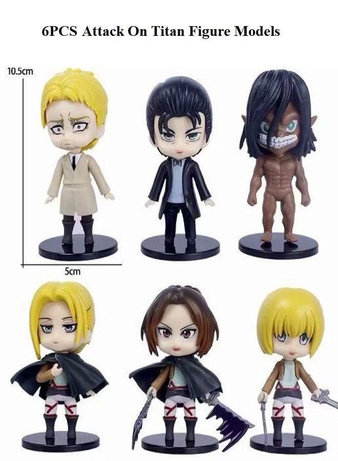 جيرينك 6 قطع هجوم على شخصيات أنيمي تيتان ، دمى 10.5 سم - إرين جايجر ، أرمين ، أرليرت ، أكرمان ، هانج ، زوي ، مثالية للحلي والألعاب والهدايا - Image 1