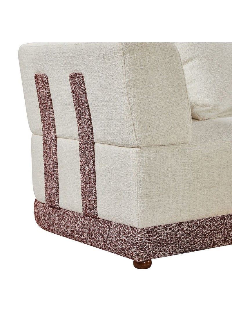 DANUBE HOME Hadley Sectional Corner Fabric Sofa | Modern Design L Shape Corner Sofas | Comfortable Living Room Furniture L328xW242xH72cm - Beige/Cherry - Image 2