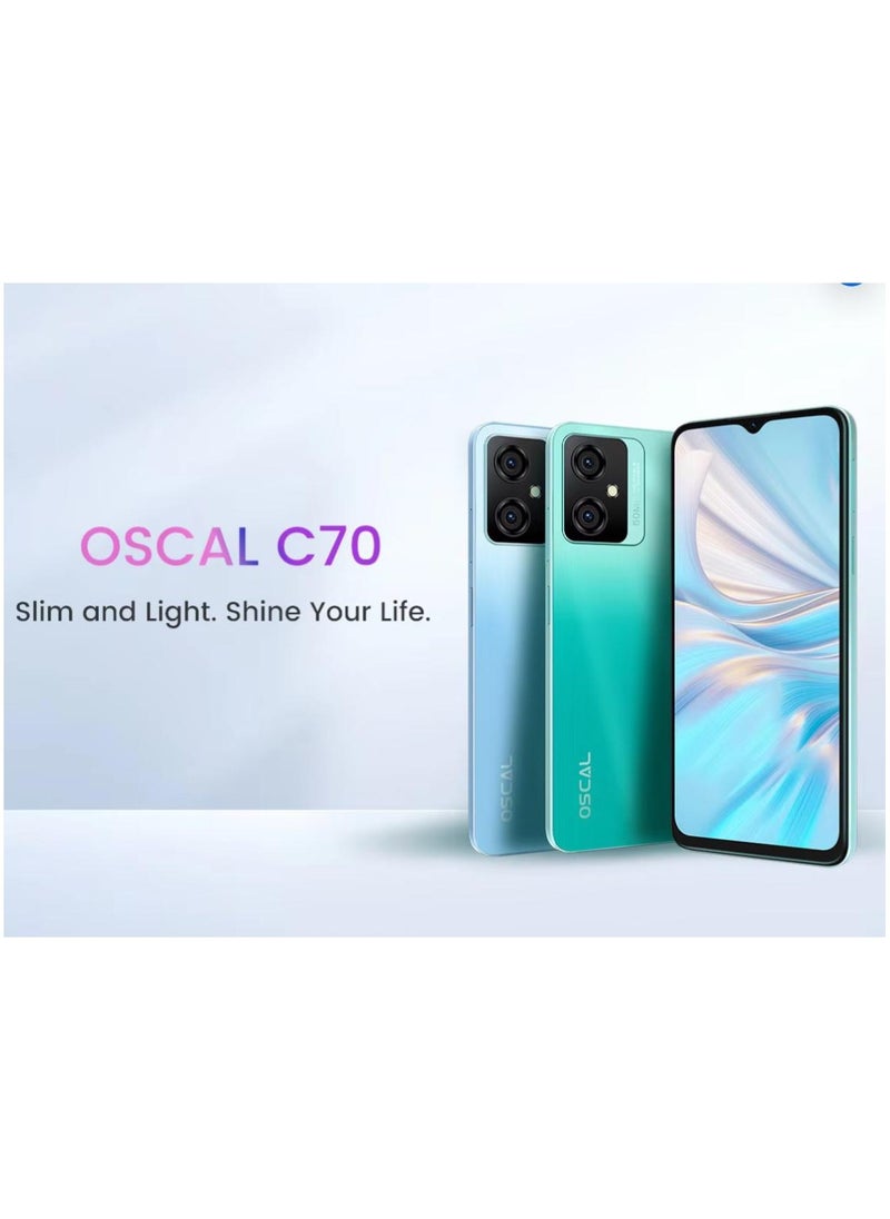 هاتف ذكي Oscal C70 بسعة 128 جيجابايت + 6 جيجابايت رام، شاشة عرض عالية الدقة 6.6 بوصة