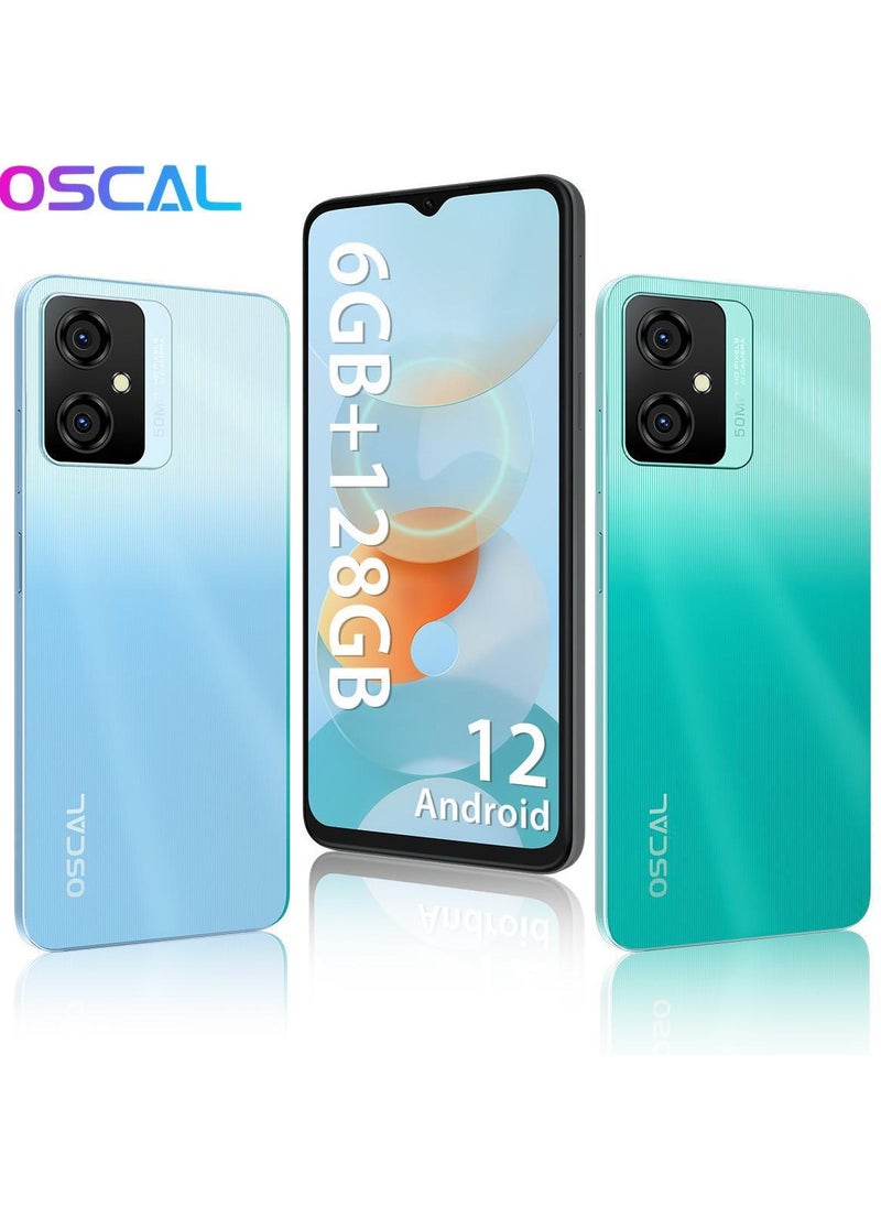 هاتف ذكي Oscal C70 بسعة 128 جيجابايت + 6 جيجابايت رام، شاشة عرض عالية الدقة 6.6 بوصة